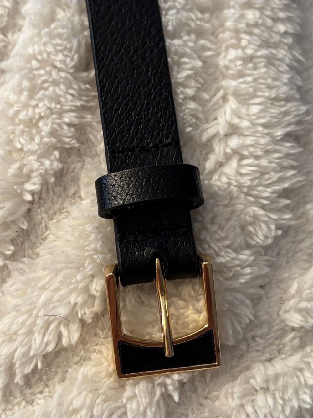Vintage Ralph Lauren Classic Black Leather Woman’s Belt with Gold Buckle